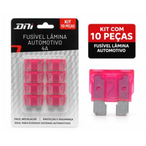 Kit 10pçs Fusível Lâmina Automotivo Universal 4A