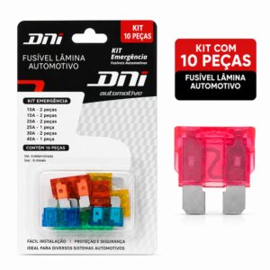 Kit Emergência Fusível Lâmina Automotivo Universal 10 peças