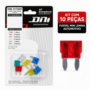 Kit Fusível Mini Lâmina Automotivo Universal Emergência 10pç
