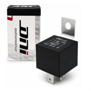 Relé Auxiliar Universal 4 Terminais C/ Suporte 70A 12V Preto